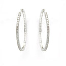 Rhodium-Plated with Silver-Tone American Diamond Circular Hoop Earrings