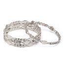Oxidised Silver-Plated White American Diamond studded Temple Coin Bangles Jewellery Set (Set Of 4)