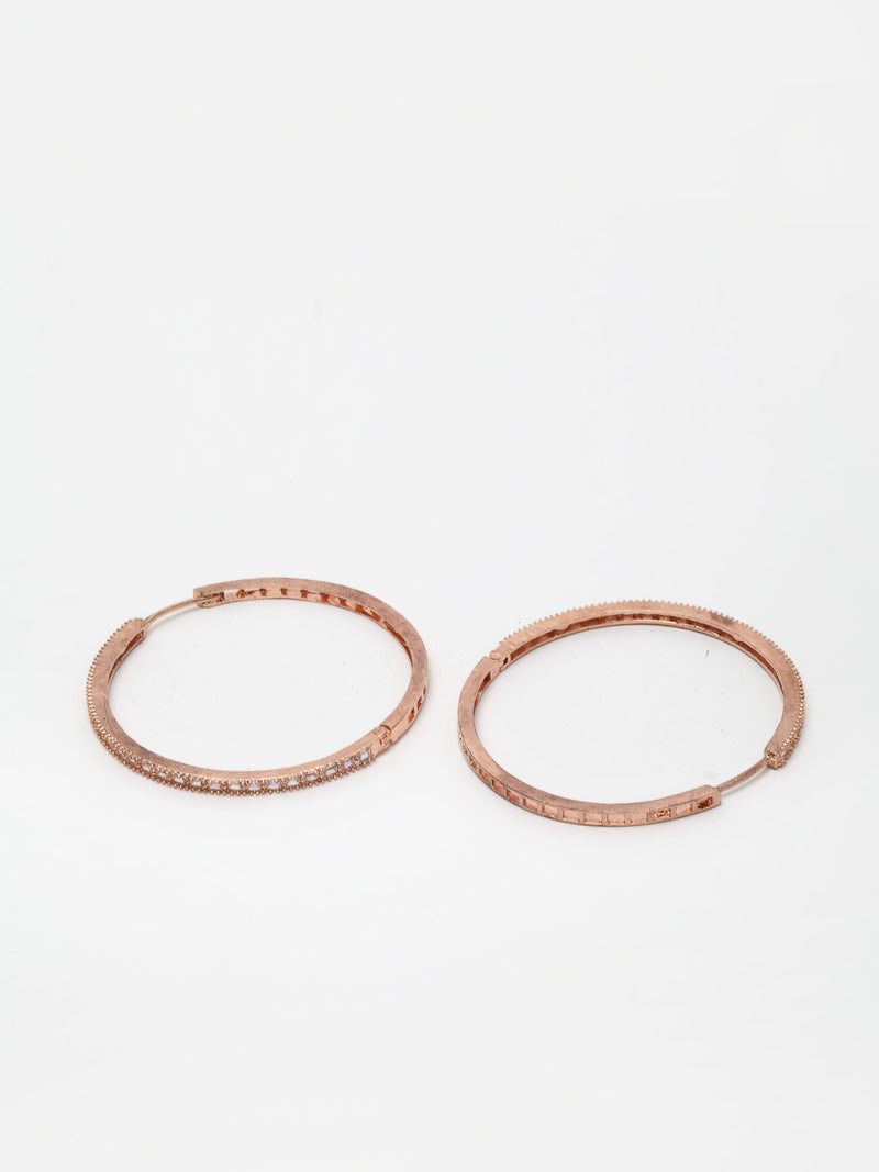 Rose Gold-Plated American Diamond Circular Hoop Earrings