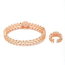 Rose Gold-Plated Round White American Diamond Studded Bangle & Ring Set