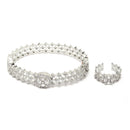 Rhodium Plated Silver Toned White American Diamond Studded Bracelet with Ring