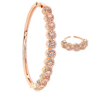 Rose Gold-Plated White American Diamond studded Bangle-Style Bracelet with Matching Ring