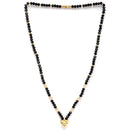 Gold-Plated Black & White Artificial Stones Studded & Beads Beaded Heart Shaped Locket Mangalsutra