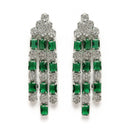 Rhodium-Plated Green American Diamond Studded Layered Necklace & Earrings Jewellery Set