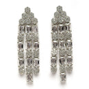 Rhodium-Plated White American Diamond Studded Layered Necklace & Earrings Jewellery Set