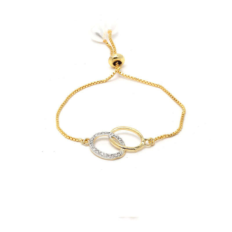 Oval Shaped Gold-Plated & White AD-Studded & Beaded  Mangalsutra