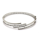 Rhodium-Plated Silver Toned White Geometric Shape American Diamond Studded Bracelet