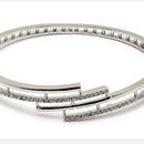 Rhodium-Plated Silver Toned White Geometric Shape American Diamond Studded Bracelet