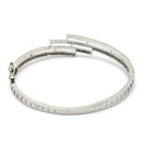 Rhodium-Plated Silver Toned White Geometric Shape American Diamond Studded Bracelet