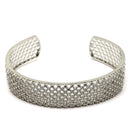 Rhodium Plated Silver Toned White American Diamond Studded  Cuff Bracelet