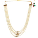 Gold-Plated & Red Stone-Studded & Beaded Temple Jewellery Set Combo