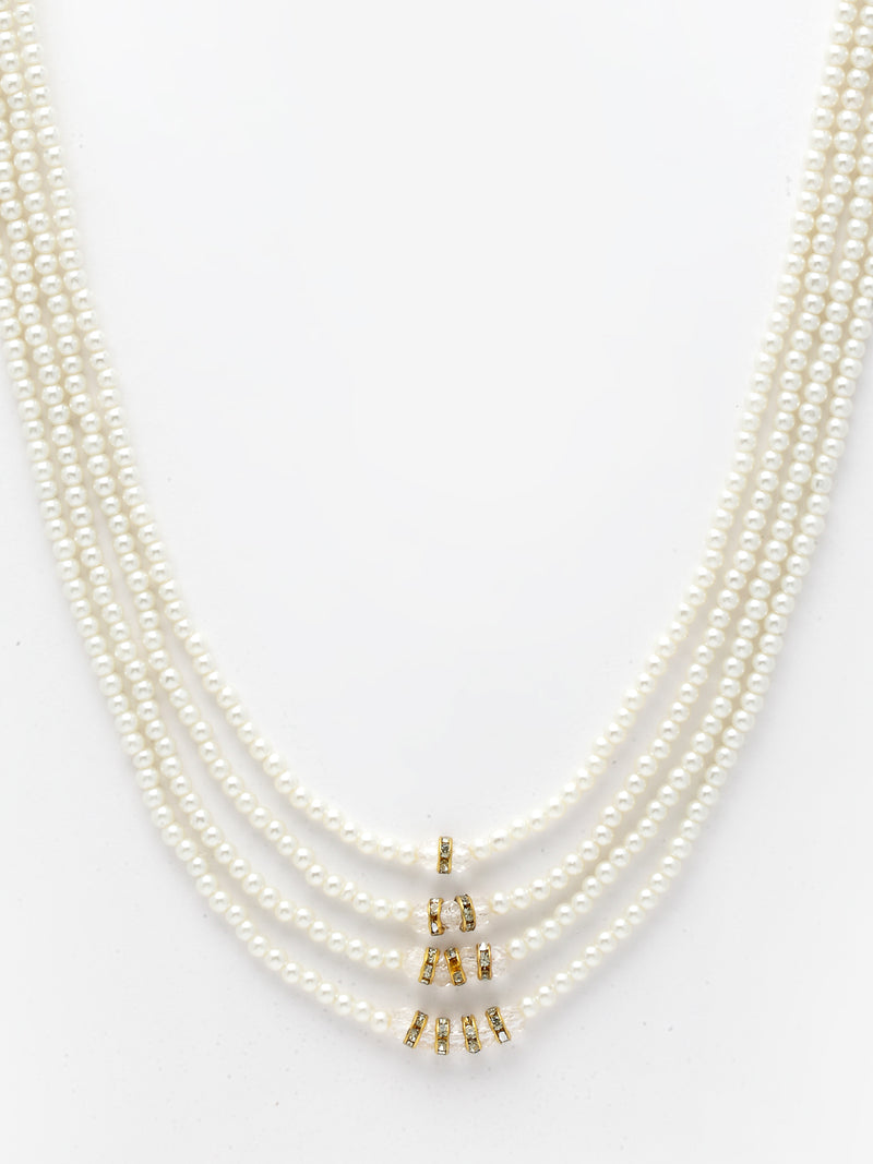 White & Gold-Toned Brass Gold-Plated Necklace