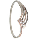 Rose Gold-Plated Black Toned Teardrop Shaped White  American Diamond Studded Bracelet