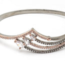 Rose Gold-Plated Black Toned Teardrop Shaped White  American Diamond Studded Bracelet