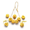 Gold-Plated Yellow Floral White Pearls Beaded Haldi & Mehendi Jewellery Set with Maang Tikka & Haathphool