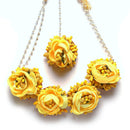Gold-Plated Yellow Floral White Pearls Beaded Haldi & Mehendi Jewellery Set with Maang Tikka & Haathphool