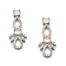 Rhodium-Plated Silver Toned Pink American Diamond Studded Necklace with Earrings Jewellery Set