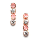 Rose Gold-Plated Round Pink & White American Diamond Studded Necklace Earrings Jewellery Set