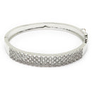Rhodium-Plated Silver Toned White Geometric Shape American Diamond Studded Bracelet