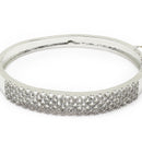 Rhodium-Plated Silver Toned White Geometric Shape American Diamond Studded Bracelet