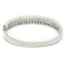 Rhodium-Plated Silver Toned White Geometric Shape American Diamond Studded Bracelet