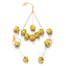Gold-Plated Yellow-Green Floral White Pearls Beaded Haldi & Mehendi Jewellery Set with Maang Tikka & Haathphool Ring