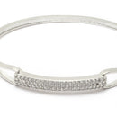 Rhodium-Plated Silver Toned White  American Diamond Studded Bracelet