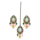 Gold-Plated Multi-Colour Artificial Stones and Beads Studded Jewellery Set