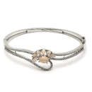 Rhodium Plated Silver Toned Flower Shaped Pink American Diamond Studded  Bracelet