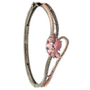 Rose Gold-Plated Black Toned Flower Shaped Pink American Diamond Studded  Bracelet