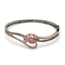 Rose Gold-Plated Black Toned Flower Shaped Pink American Diamond Studded  Bracelet