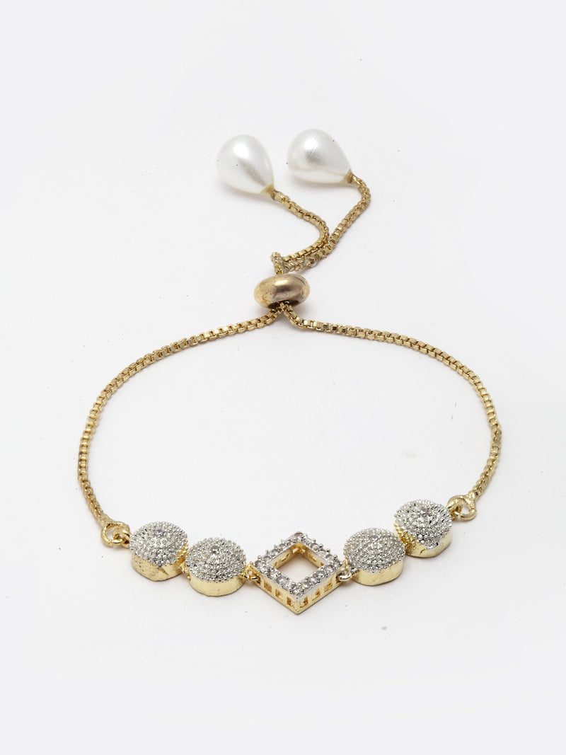 White & Gold-plated American Diamond Studded Jewellery Set Combo