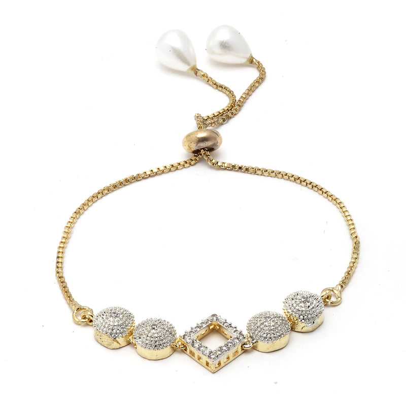 White & Gold-plated American Diamond Studded Jewellery Set Combo