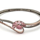 Rose Gold-Plated Black Toned Flower Shaped Pink American Diamond Studded  Bracelet