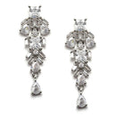 Rhodium-Plated Silver Toned Leaf White American Diamond Studded Necklace with Earrings Jewellery Set