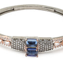 Rose Gold-Plated Black Toned Square Shaped Royal Blue American Diamond Studded Bracelet
