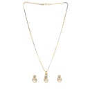 Heart Shaped American Diamond Gold Plated Pendant with Earring