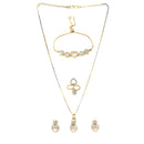 Heart Shaped White & Gold-Plated American Diamond Studded Jewellery Set Combo