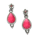 Silver-Plated Pink Cubic Zirconia Studded Teardrop Shaped Necklace with Earrings Jewellery Set