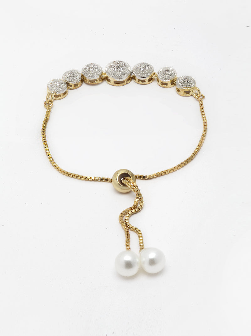 Combo Gold-Plated White American Diamond-Studded Jewellery Set