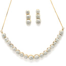 Combo Gold-Plated White American Diamond-Studded Jewellery Set