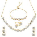 Combo Gold-Plated White American Diamond-Studded Jewellery Set