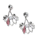 Silver-Plated Pink Cubic Zirconia & White Pearls Studded Leaf Shaped Necklace with Earrings Jewellery Set