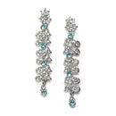 Rhodium Plated Vine Motif Blue Cubic Zirconia Ethnic Necklace Jewellery Set