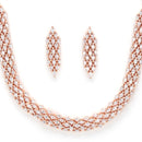 Rose Gold-Plated White American Diamond Studded Handcrafted Jewellery Set