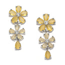 Rhodium-Plated Yellow American Diamonds Studded Floral Necklace & Earrings Jewellery Set