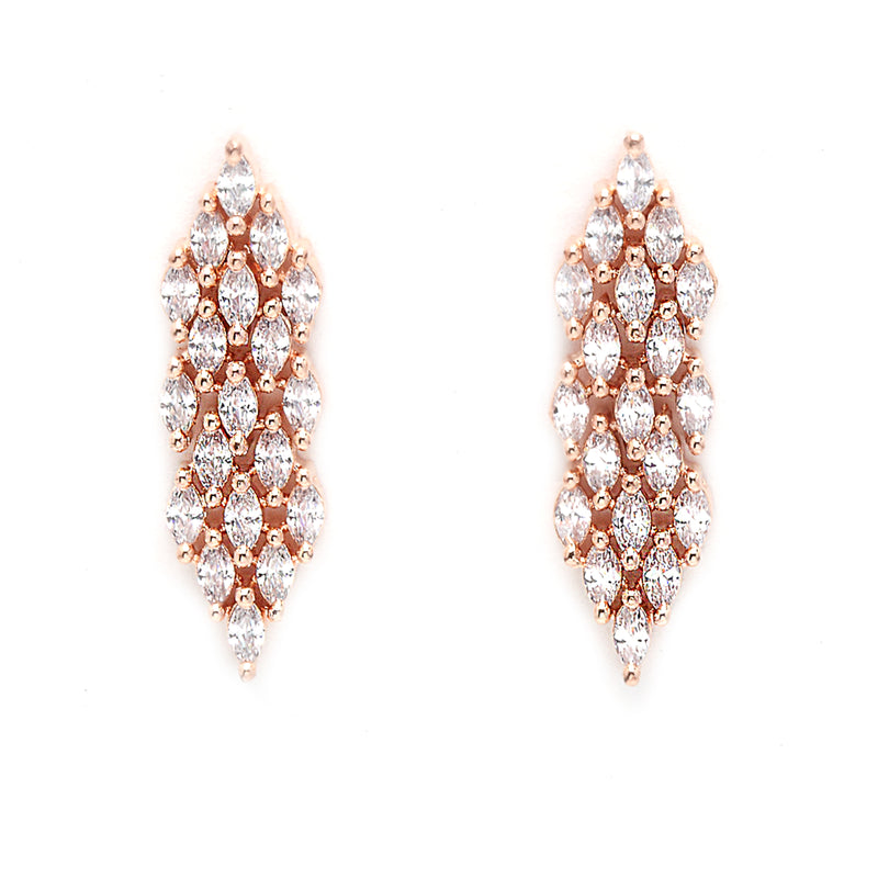 Rose Gold-Plated White American Diamond Studded Handcrafted Jewellery Set