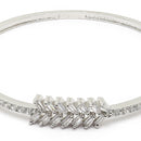 Rhodium-Plated Silver Toned White Flower Shaped American Diamond Studded Bracelet