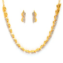 Stylish Ethnic 18K Gold Plated White Cubic Zirconia Necklace Set With Earrings