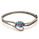 Rose Gold-Plated Black Toned Flower Shaped Royal Blue American Diamond Studded  Bracelet